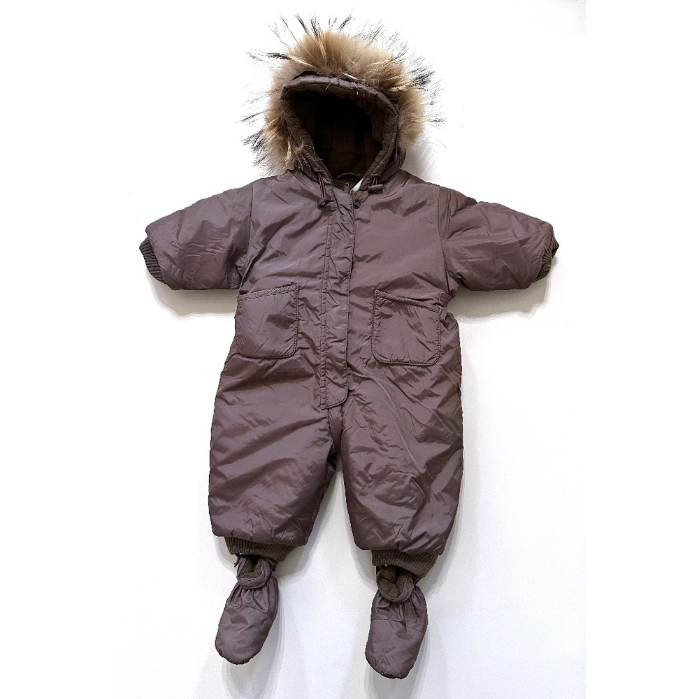 Bonpoint Baby | Snowsuit w/Booties |  Fur Trim Hood | 6-9 (12) Months